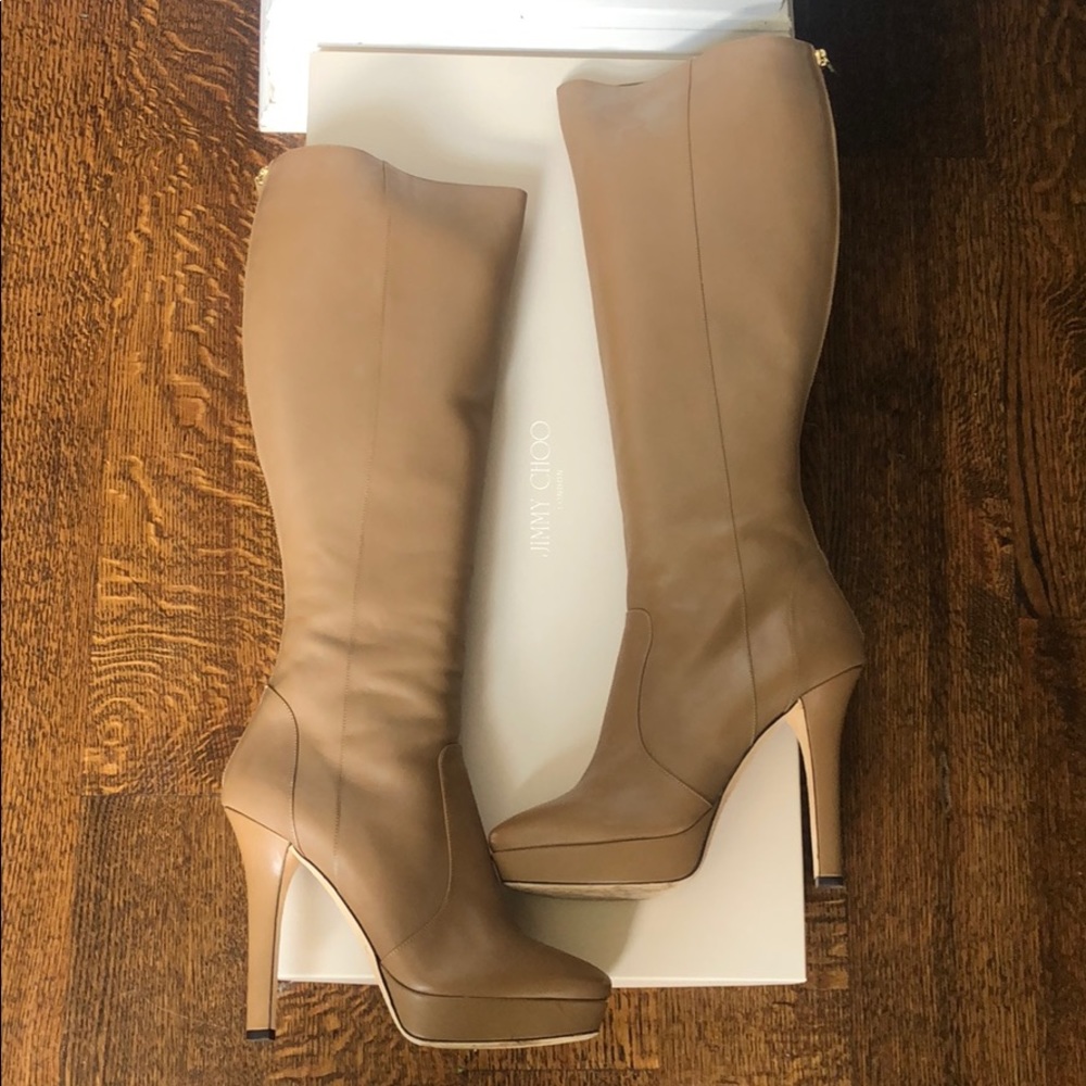 Jimmy Choo tan heeled boots